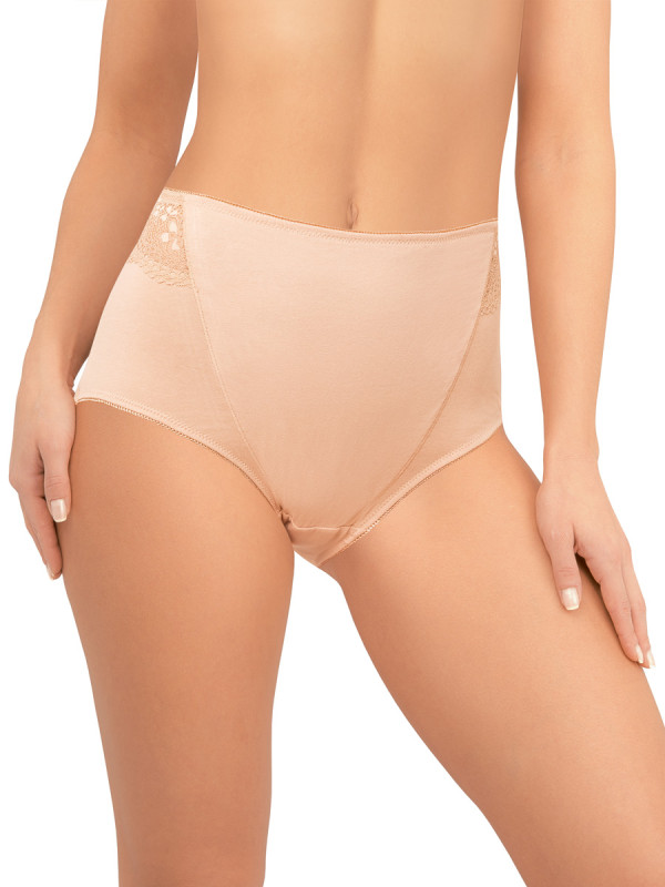 Трусики-слипы женские AMORET COTTON HW1043 бежевого цвета с завышенной талией и корректирующим эффектом