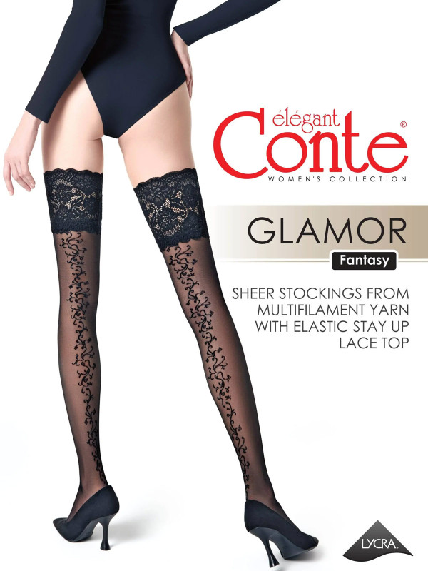   Очарование и изысканность с чулками CONTE GLAMOR 20 stay-up: соблазнительная женственность в каждой детали