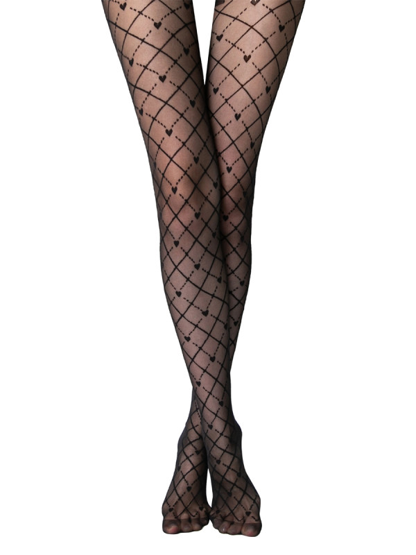 Колготки CONTE BELLA 20 с рисунком ромбы и сердечки. 