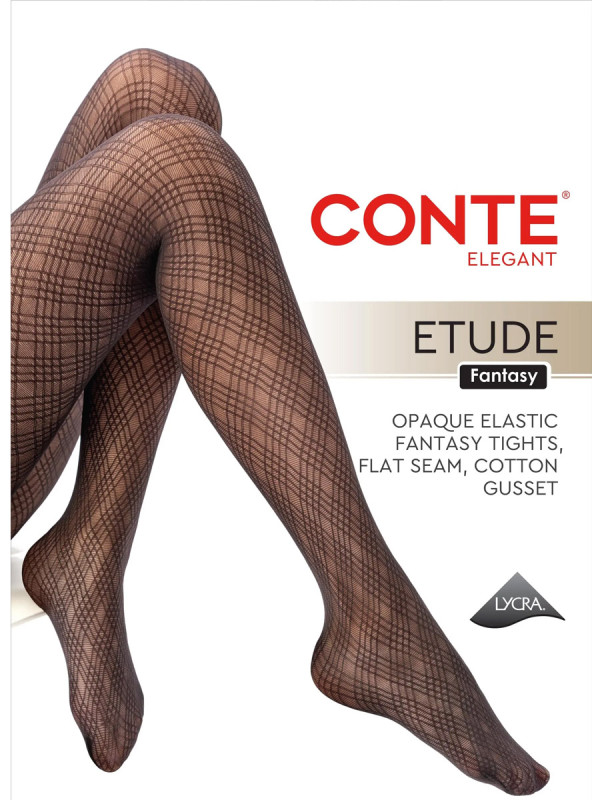 Колготки CONTE ETUDE 40 с геометрическим рисунком из пересекающихся линий.